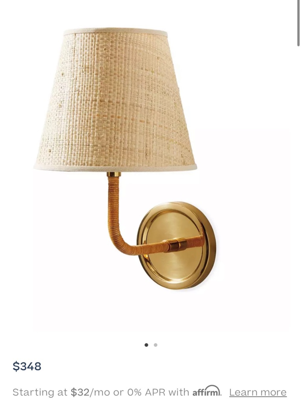 Serena & Lily Brass Wall Sconce with Natural Woven Shade